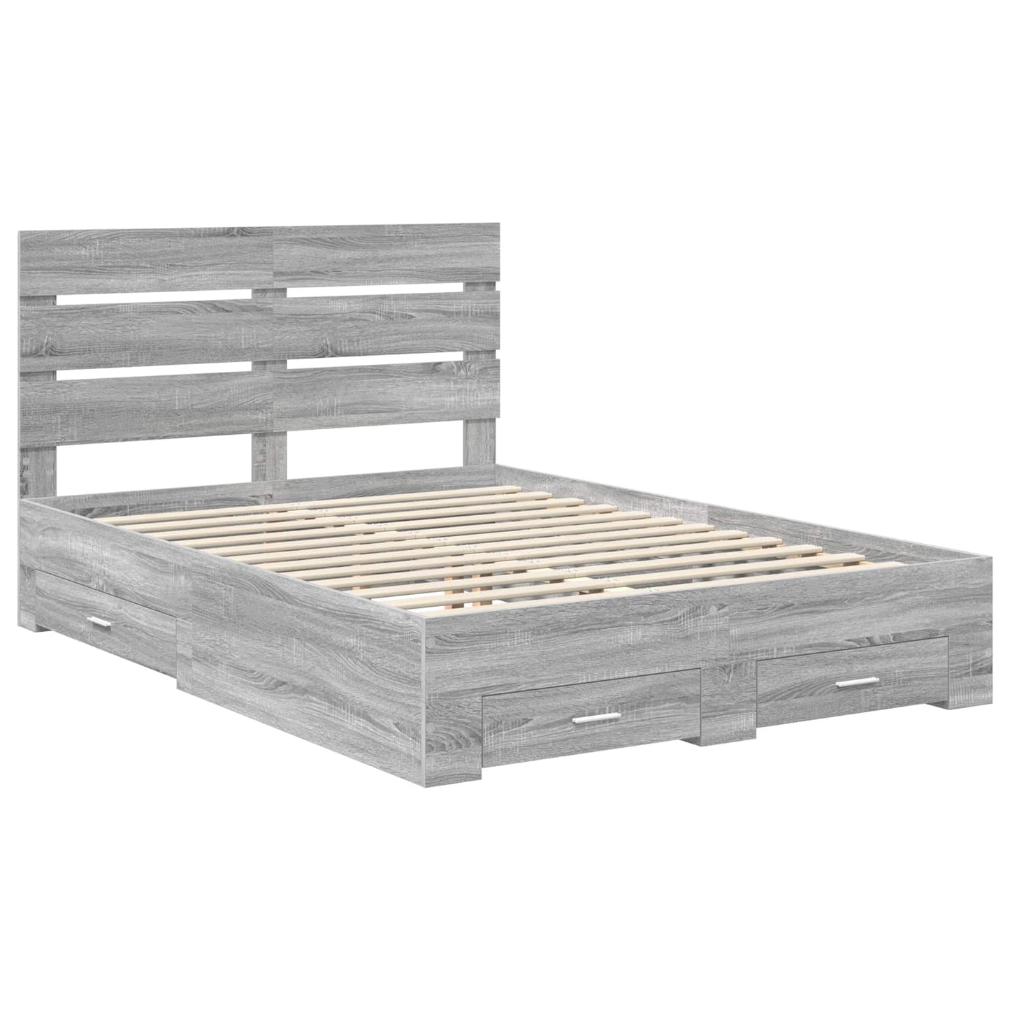 Bed Frame with Drawer Grey Sonoma 150 x 200 cm Engineered Wood
