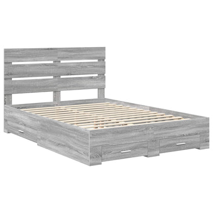 Bed Frame with Drawer Grey Sonoma 150 x 200 cm Engineered Wood