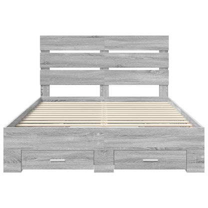 Bed Frame with Drawer Grey Sonoma 150 x 200 cm Engineered Wood