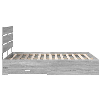 Bed Frame with Drawer Grey Sonoma 150 x 200 cm Engineered Wood