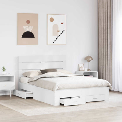 Bed Frame with Drawer White 140 x 200 cm Engineered Wood