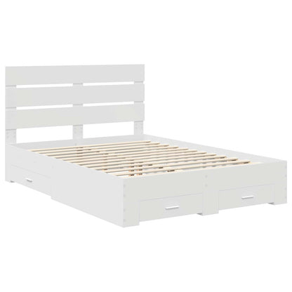 Bed Frame with Drawer White 140 x 200 cm Engineered Wood