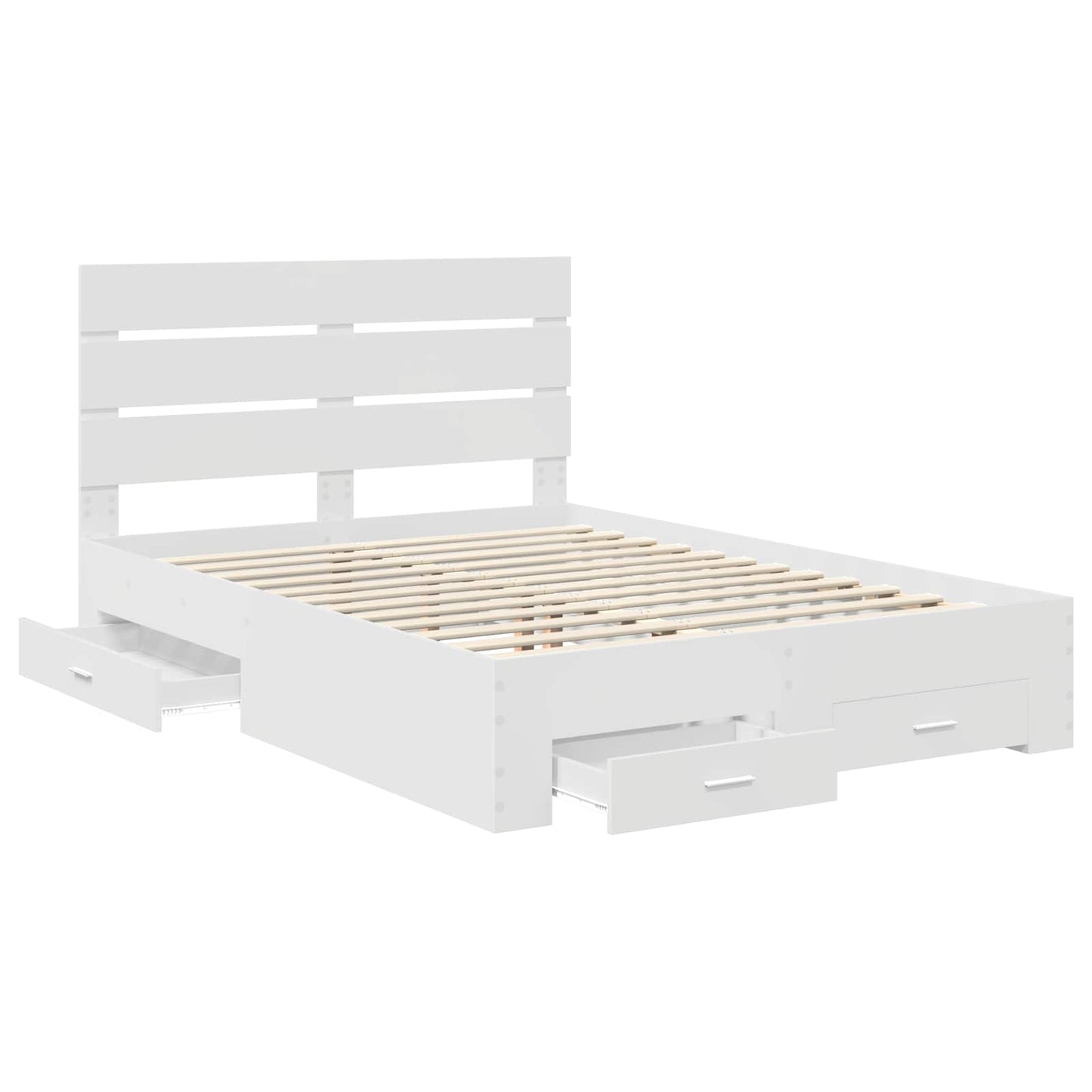 Bed Frame with Drawer White 140 x 200 cm Engineered Wood