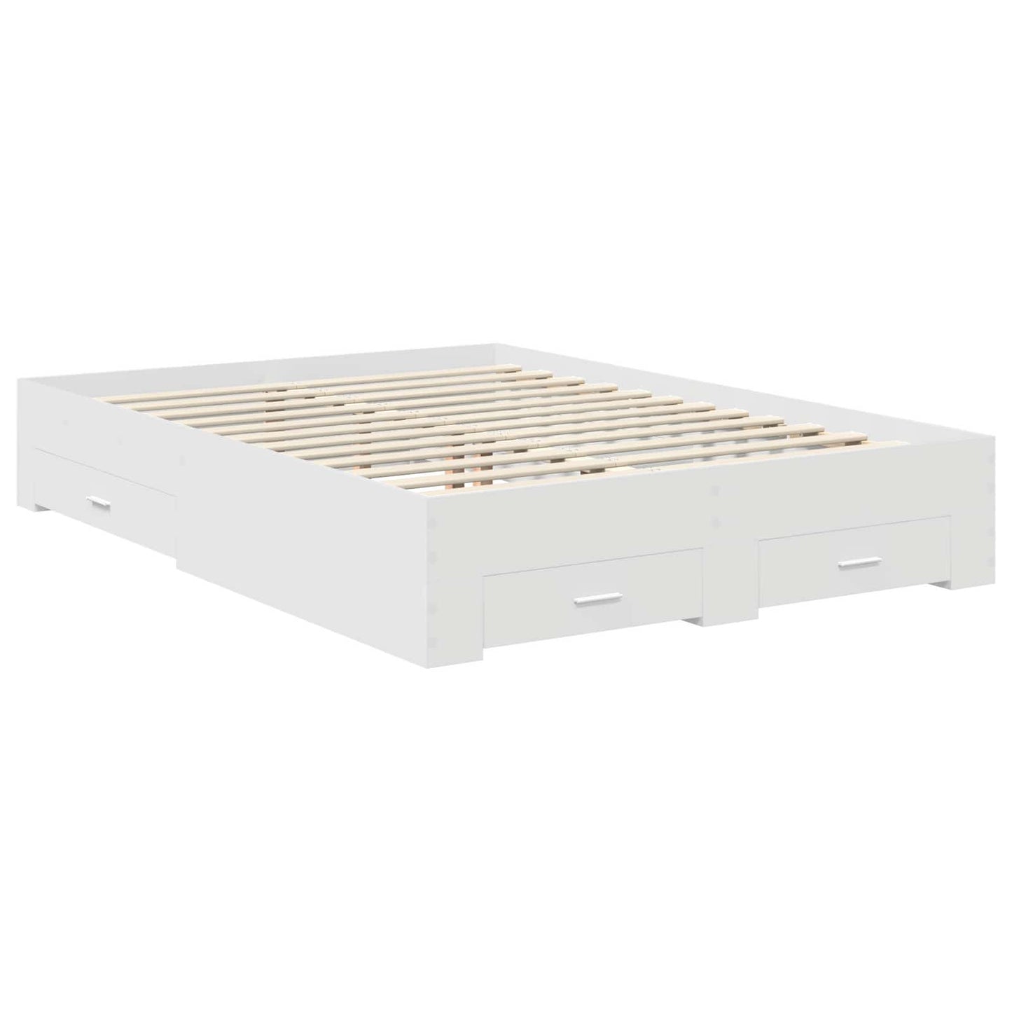 Bed Frame with Drawer White 140 x 200 cm Engineered Wood