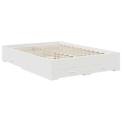 Bed Frame with Drawer White 140 x 200 cm Engineered Wood