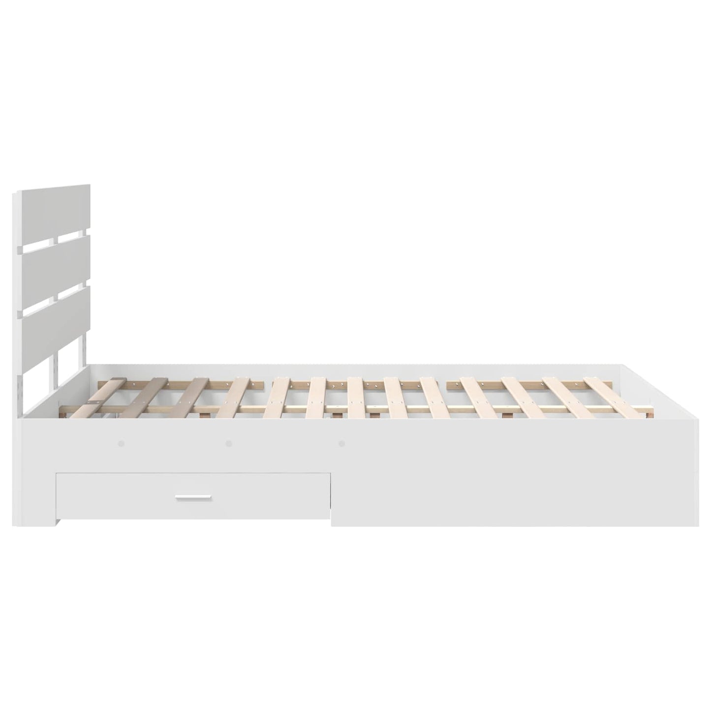 Bed Frame with Drawer White 140 x 200 cm Engineered Wood