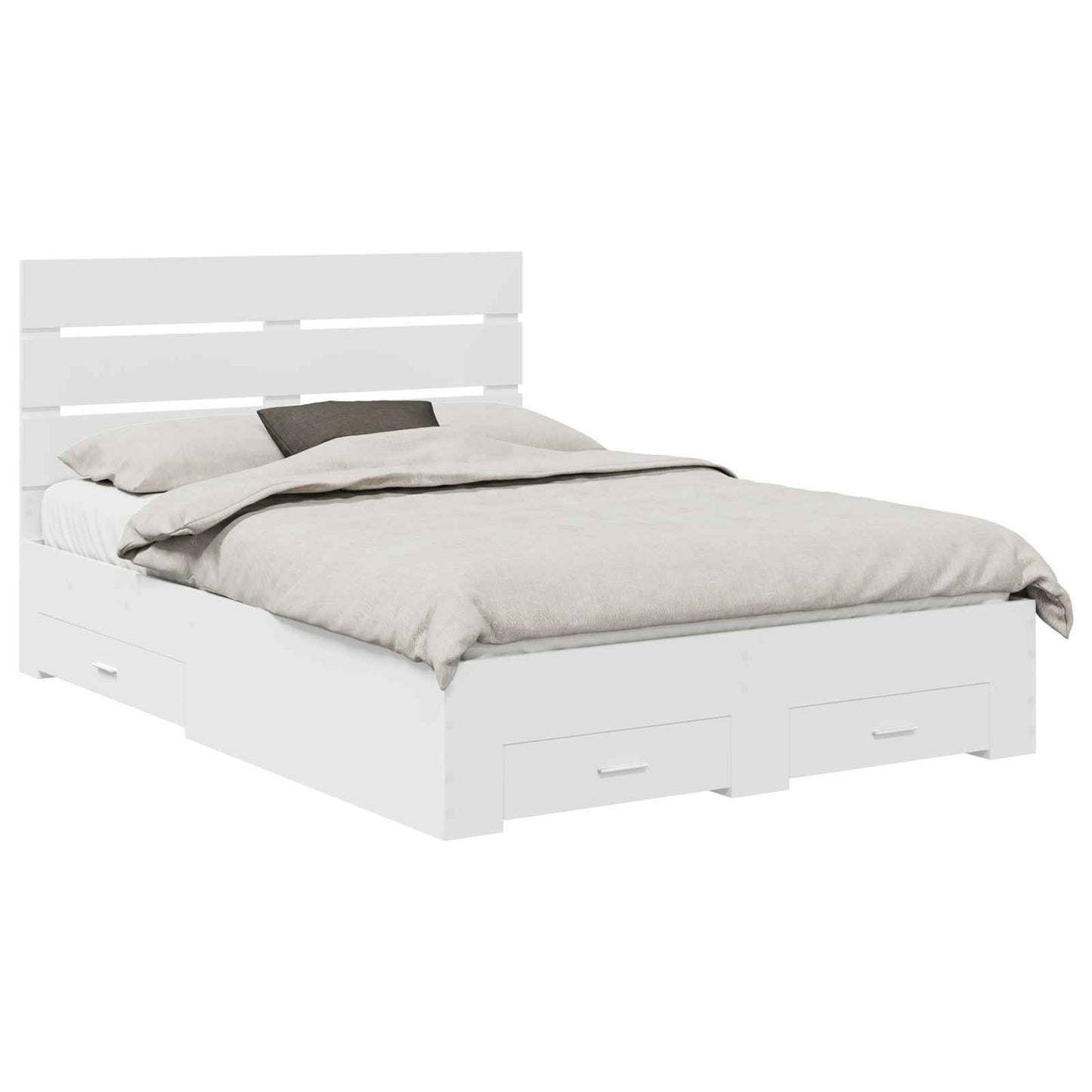 Bed Frame with Drawer White 140 x 190 cm Engineered Wood