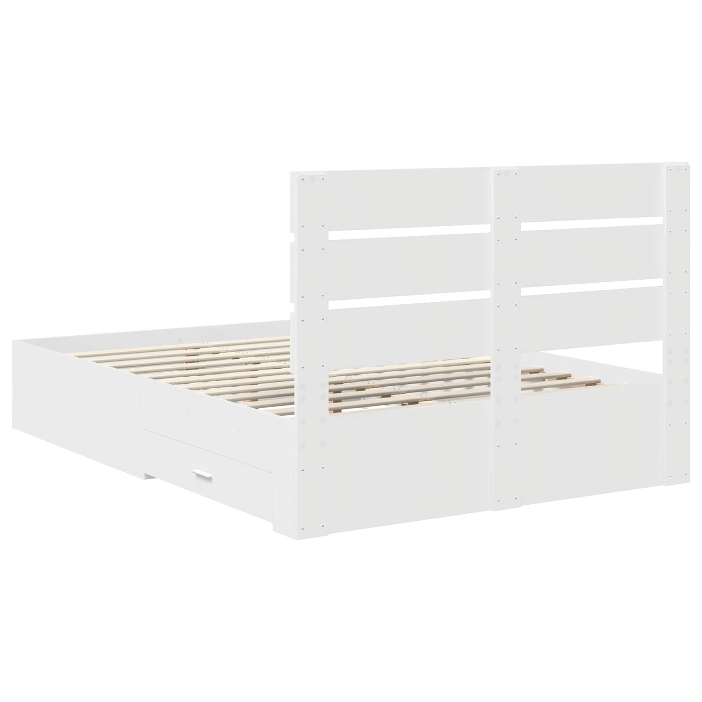 Bed Frame with Drawer White 140 x 190 cm Engineered Wood