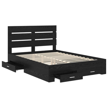 Bed Frame Black Oak Engineered Wood