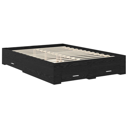 Bed Frame Black Oak Engineered Wood