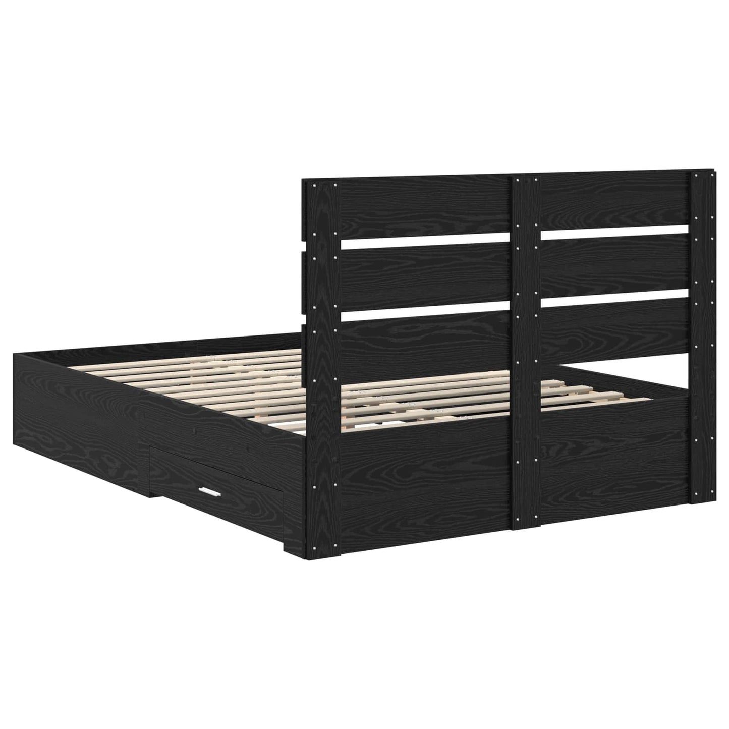 Bed Frame Black Oak Engineered Wood
