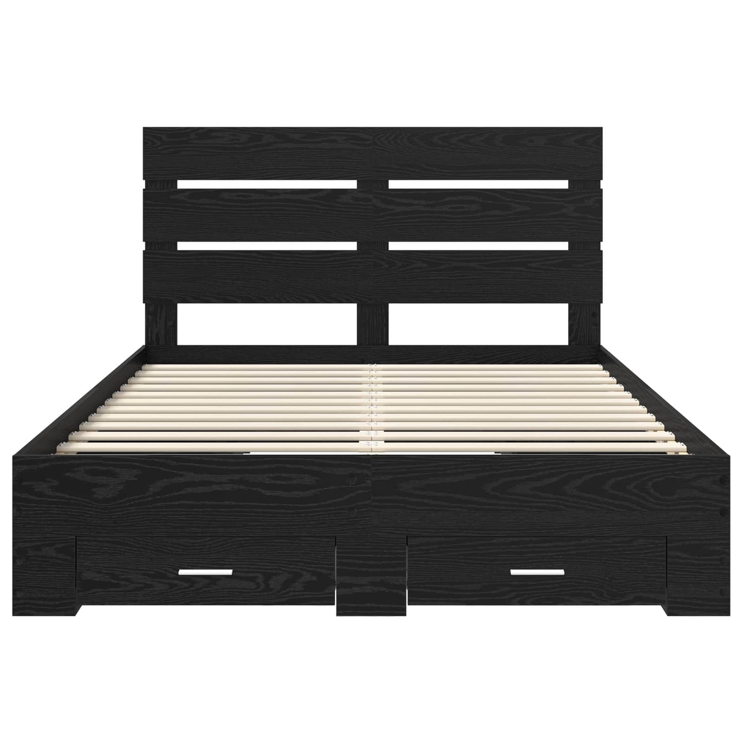 Bed Frame Black Oak Engineered Wood