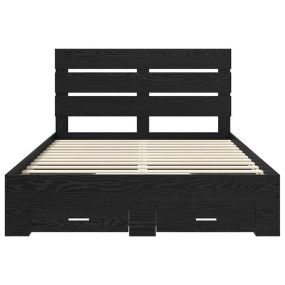 Bed Frame Black Oak Engineered Wood