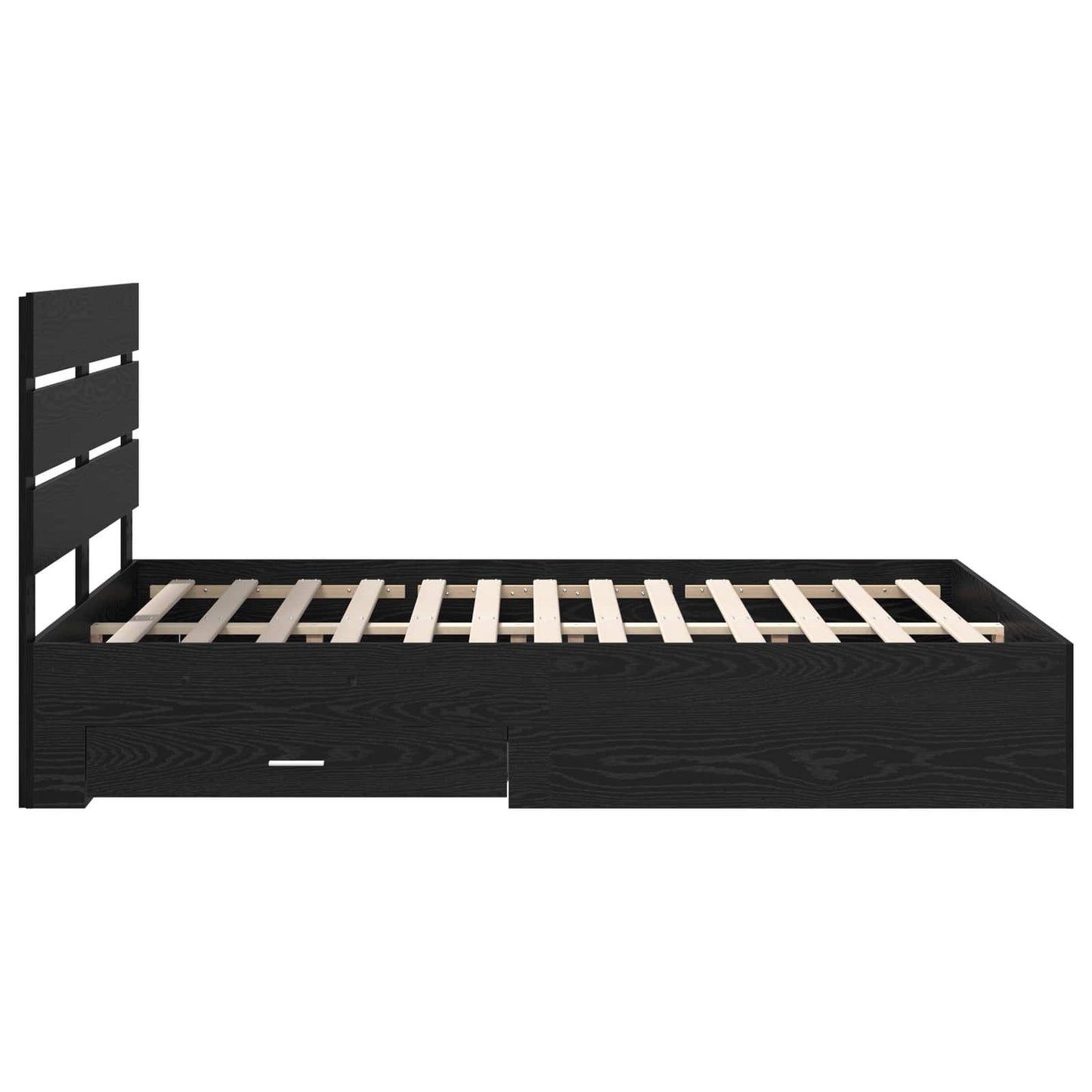 Bed Frame Black Oak Engineered Wood