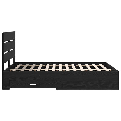 Bed Frame Black Oak Engineered Wood