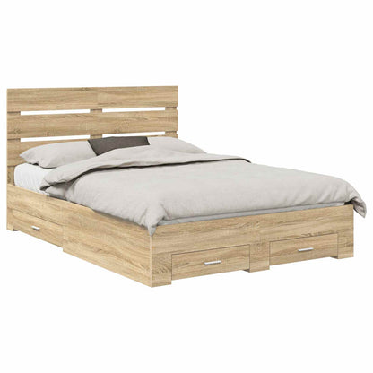 Bed Frame with Drawer Sonoma Oak 140 x 190 cm Engineered Wood