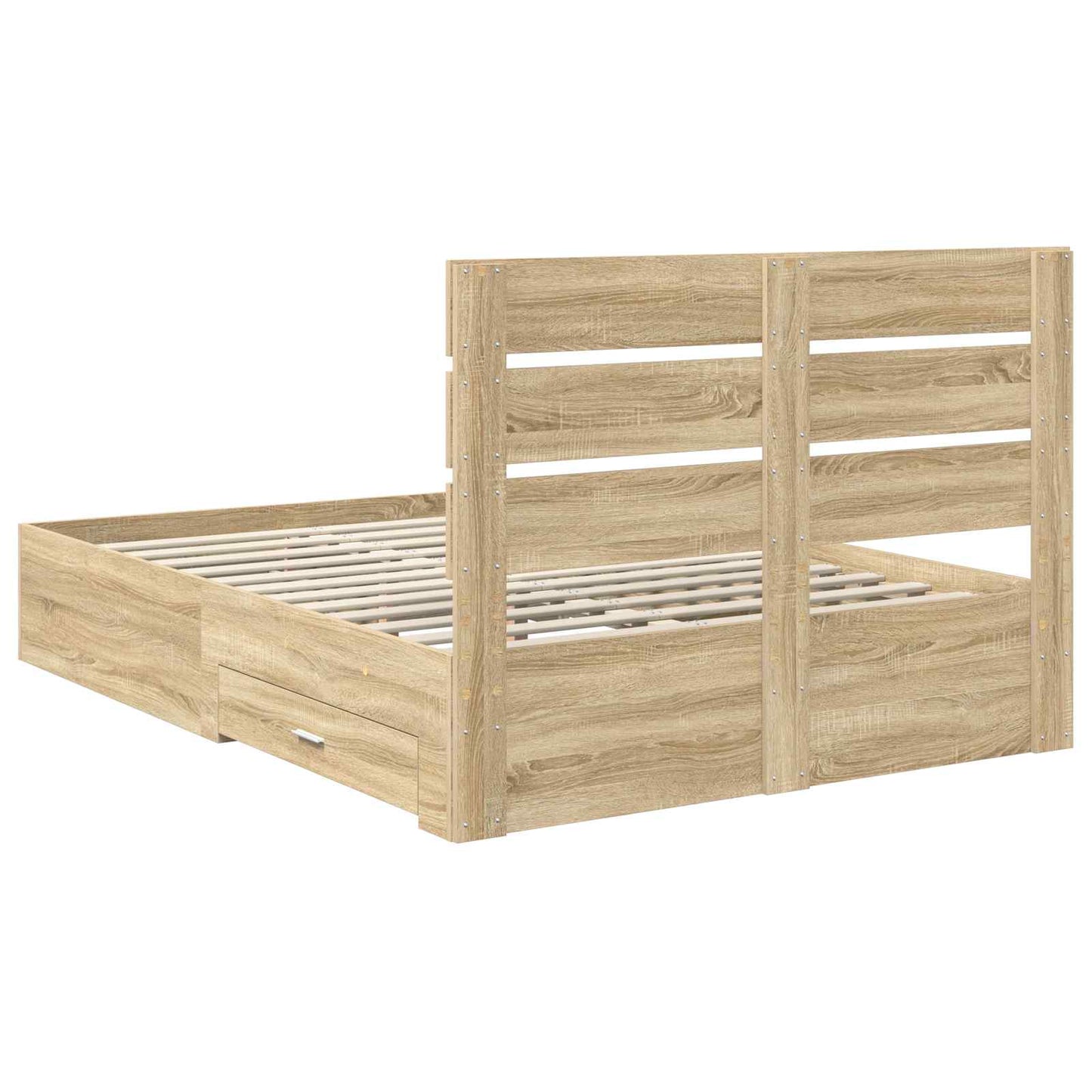 Bed Frame with Drawer Sonoma Oak 140 x 190 cm Engineered Wood