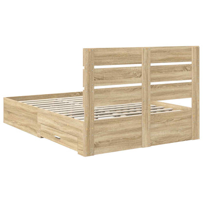 Bed Frame with Drawer Sonoma Oak 140 x 190 cm Engineered Wood