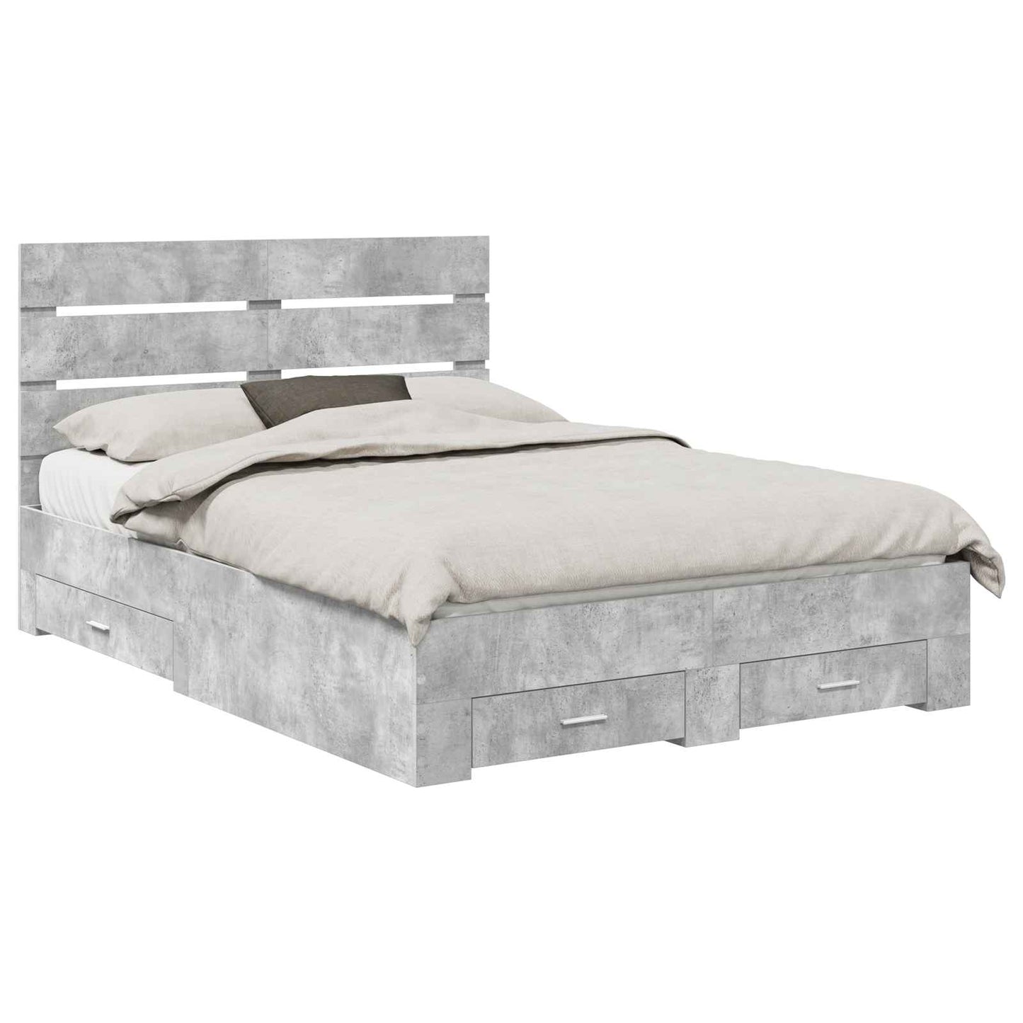 Bed Frame Concrete Grey 140 x 190 cm Engineered Wood