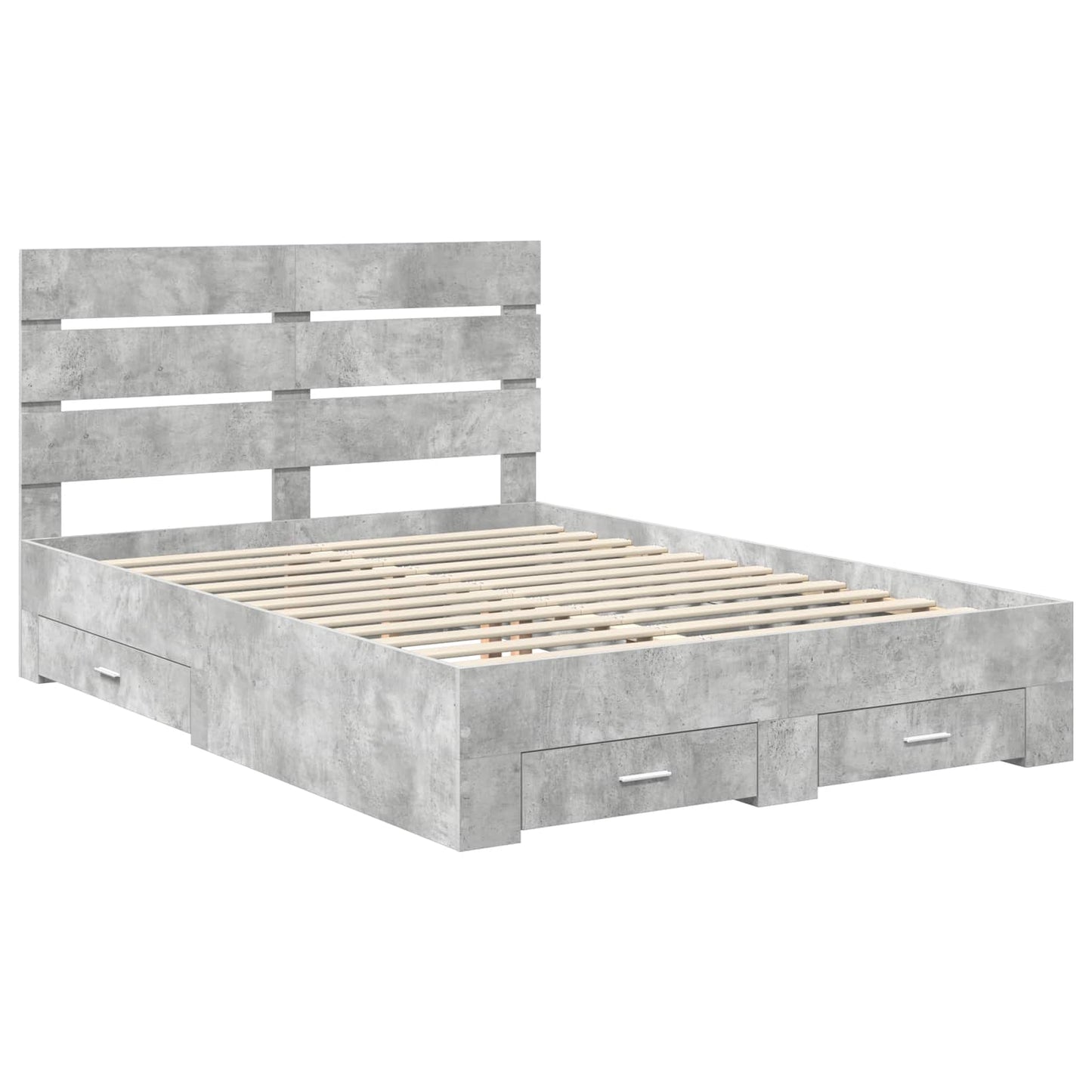 Bed Frame Concrete Grey 140 x 190 cm Engineered Wood