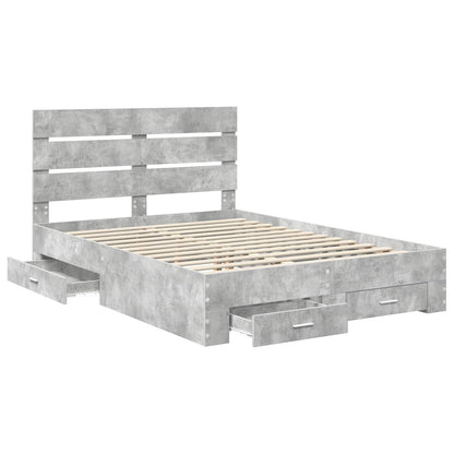 Bed Frame Concrete Grey 140 x 190 cm Engineered Wood