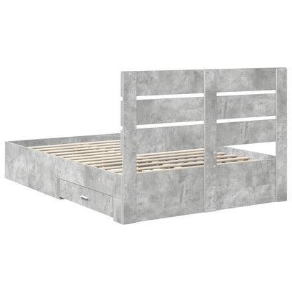 Bed Frame Concrete Grey 140 x 190 cm Engineered Wood
