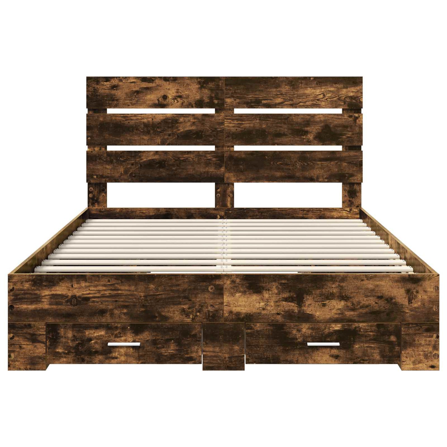 Bed Frame with Drawer Smoked Oak 140 x 190 cm Engineered Wood