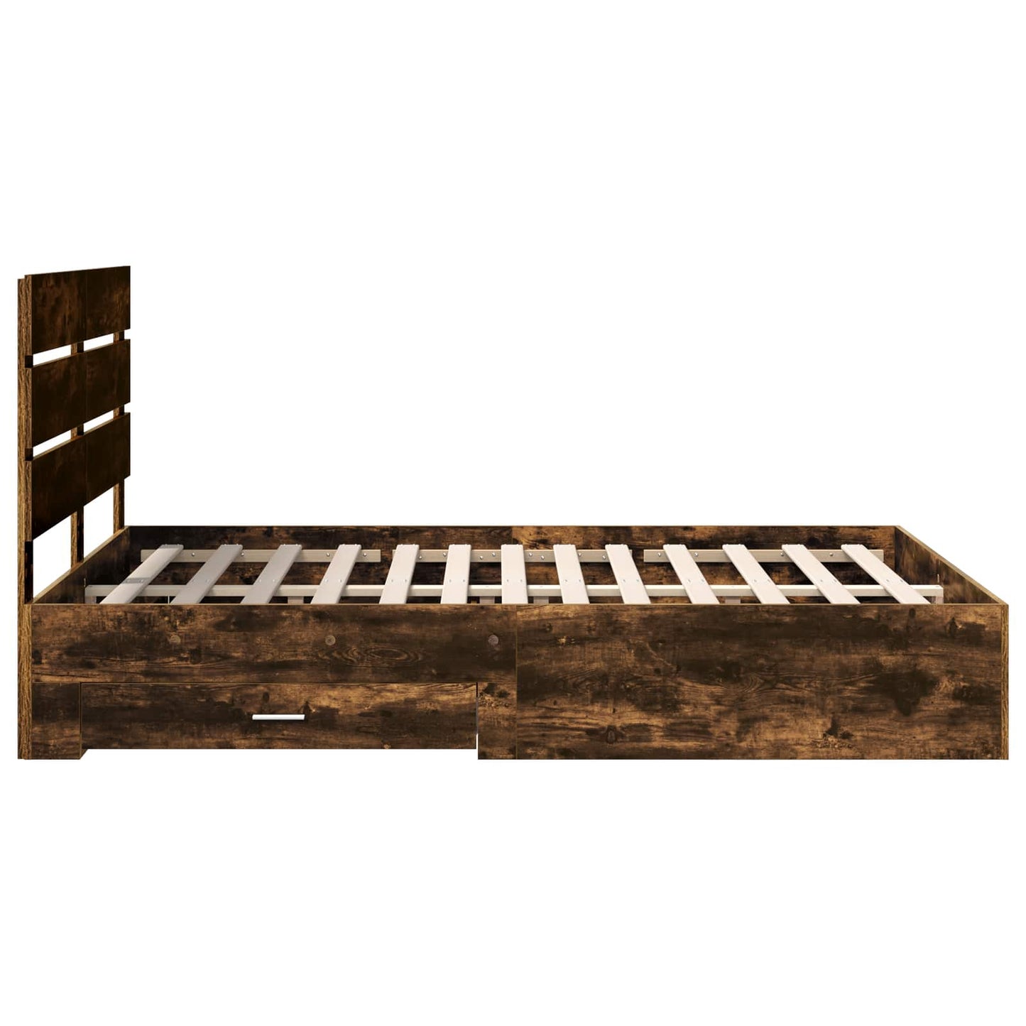 Bed Frame with Drawer Smoked Oak 140 x 190 cm Engineered Wood