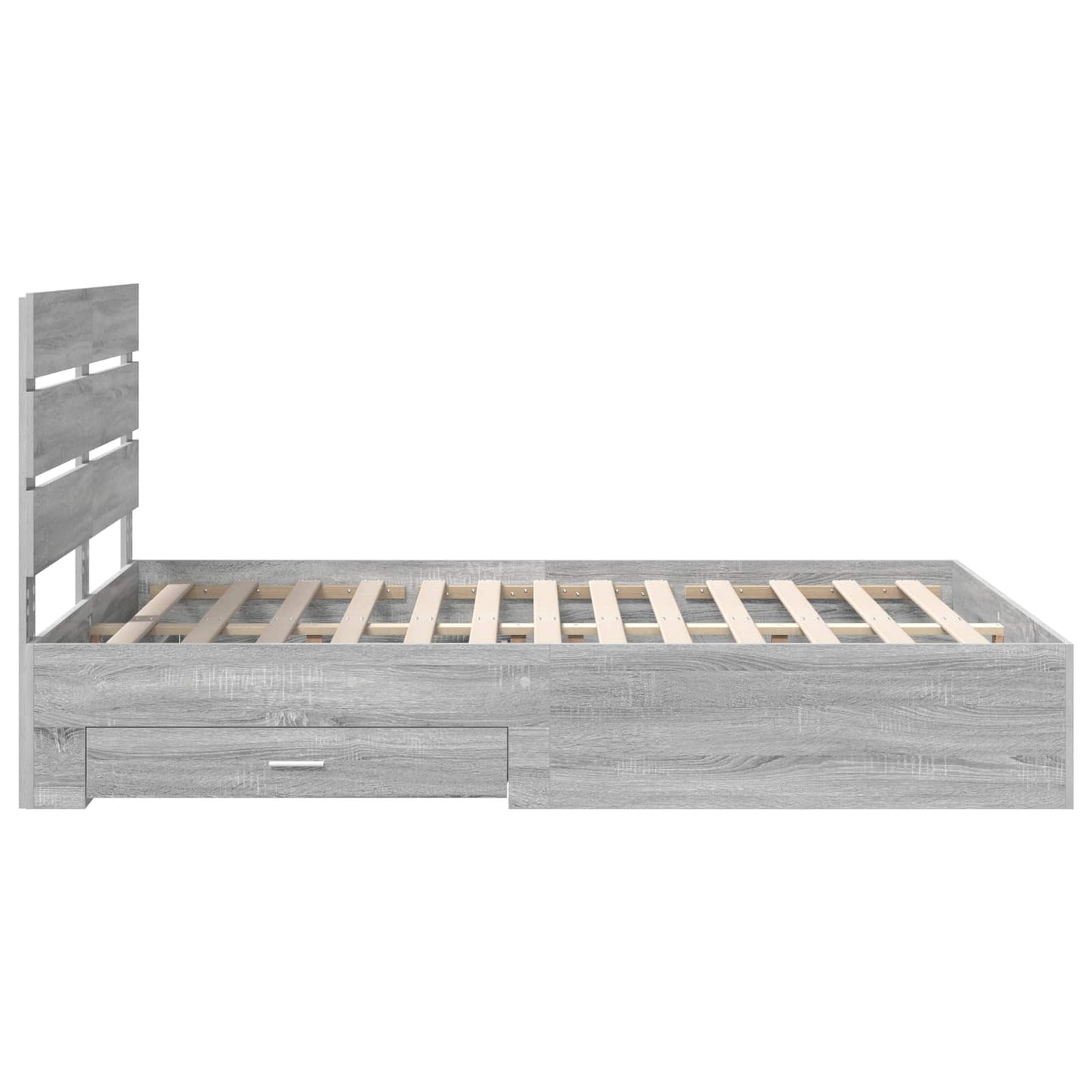 Bed Frame with Drawer Grey Sonoma 140 x 190 cm Engineered Wood