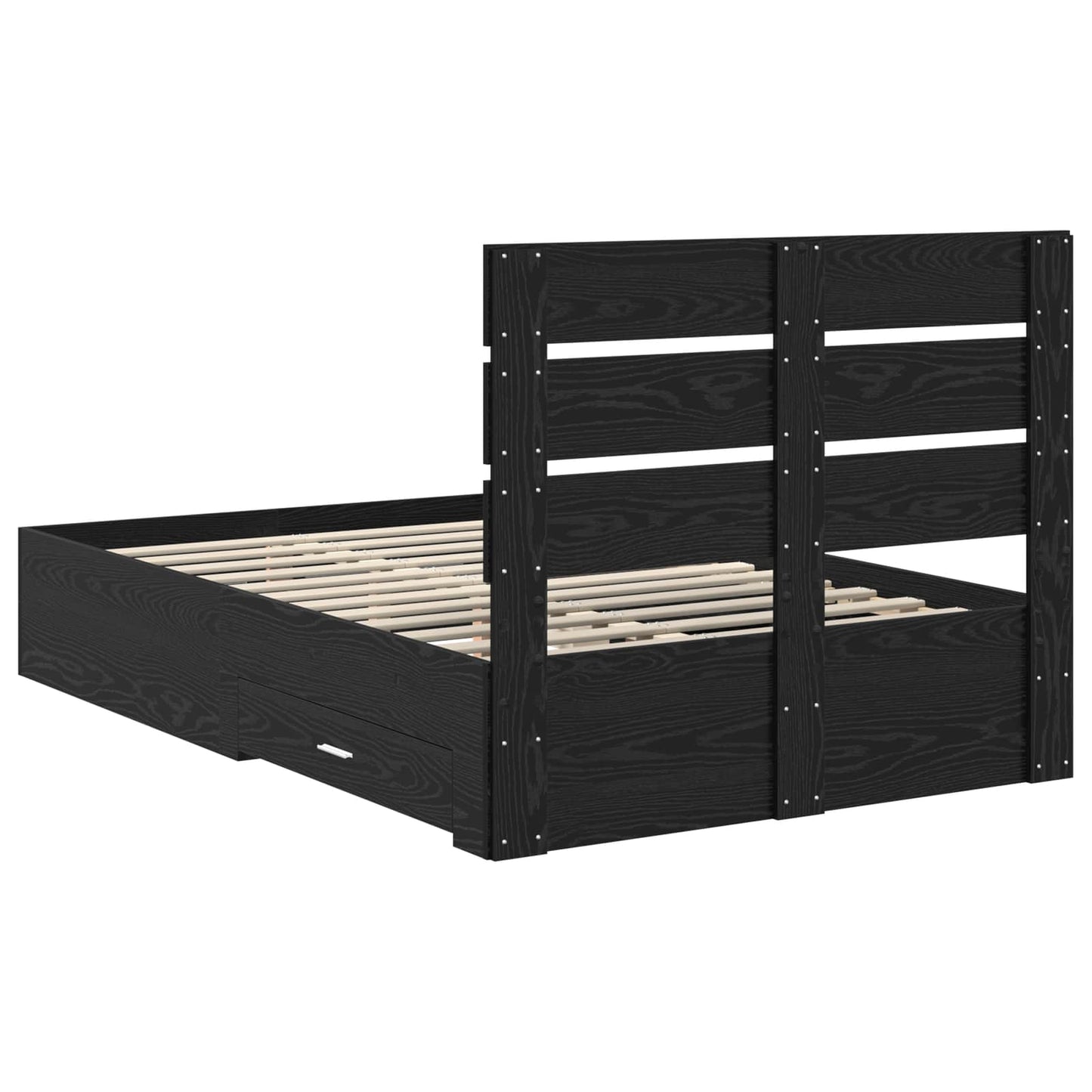 Bed Frame with Drawer Black Oak 135 x 190 cm Engineered Wood