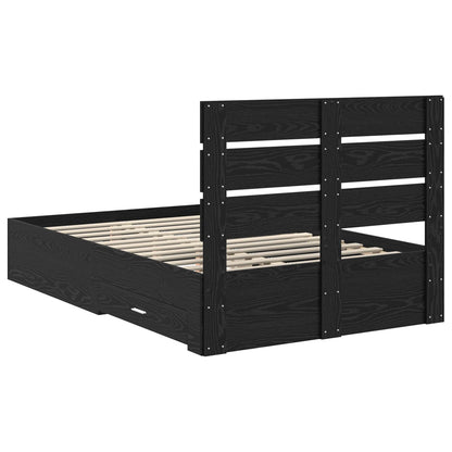 Bed Frame with Drawer Black Oak 135 x 190 cm Engineered Wood