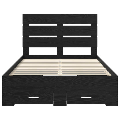 Bed Frame with Drawer Black Oak 135 x 190 cm Engineered Wood