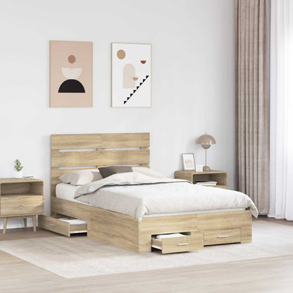 Bed Frame with Drawer Sonoma Oak 135 x 190 cm Engineered Wood