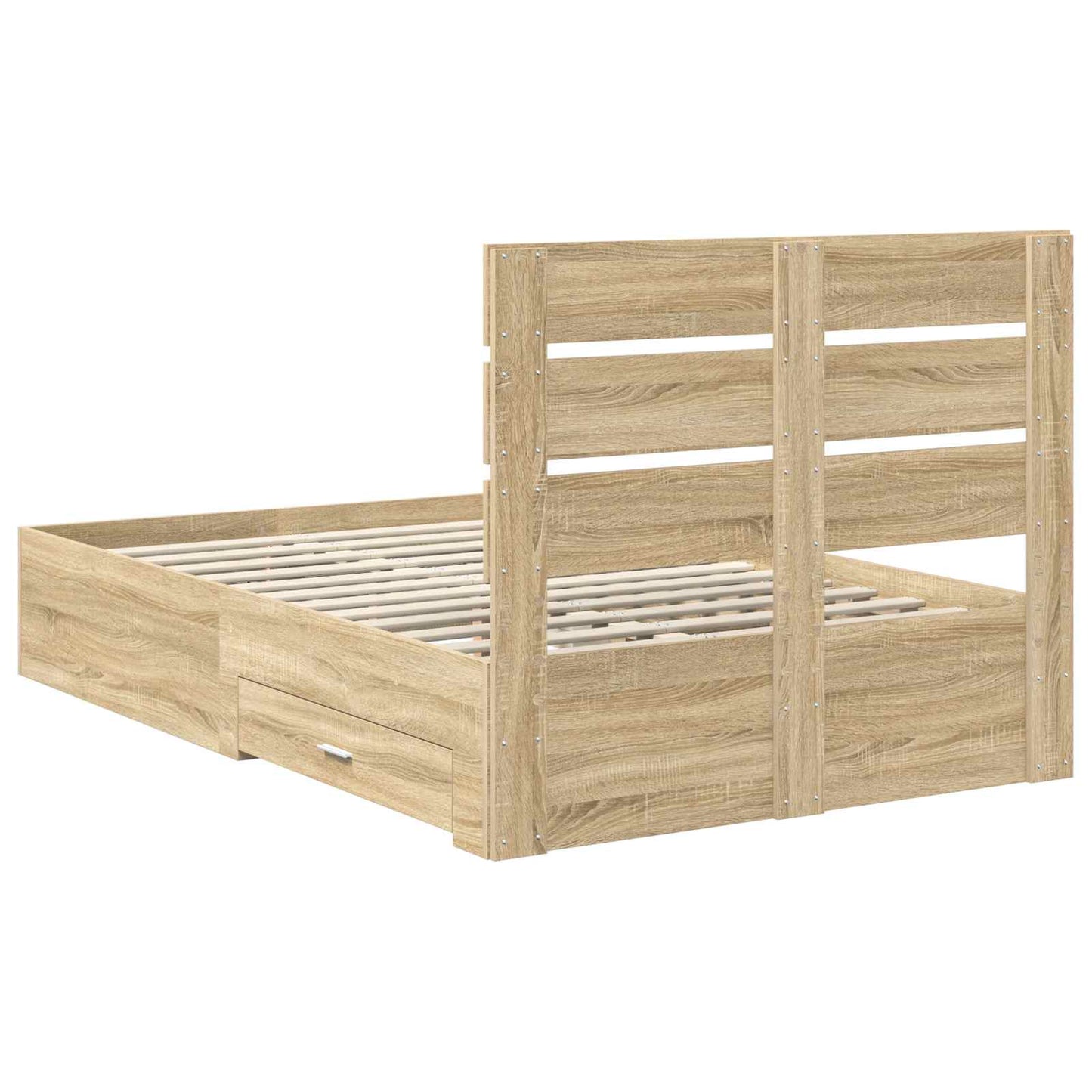 Bed Frame with Drawer Sonoma Oak 135 x 190 cm Engineered Wood