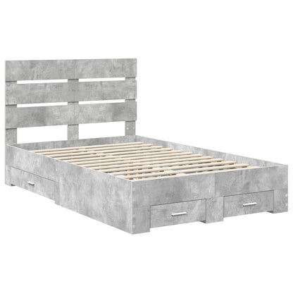 Bed Frame Concrete Grey 135 x 190 cm Engineered Wood
