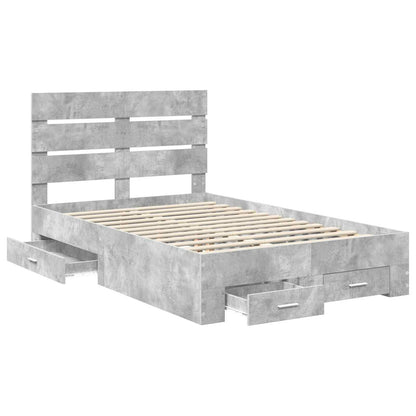 Bed Frame Concrete Grey 135 x 190 cm Engineered Wood