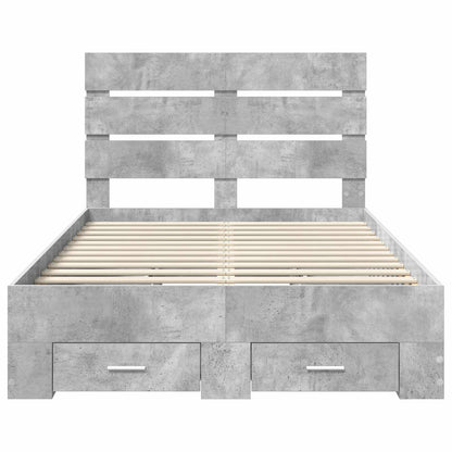 Bed Frame Concrete Grey 135 x 190 cm Engineered Wood