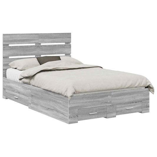 Bed Frame with Drawer Grey Sonoma 135 x 190 cm Engineered Wood