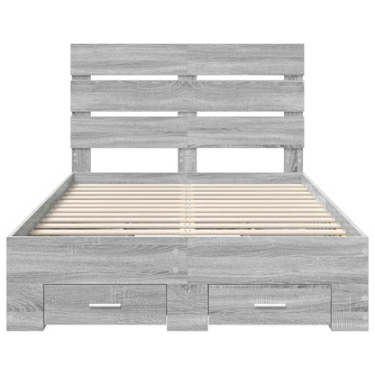 Bed Frame with Drawer Grey Sonoma 135 x 190 cm Engineered Wood