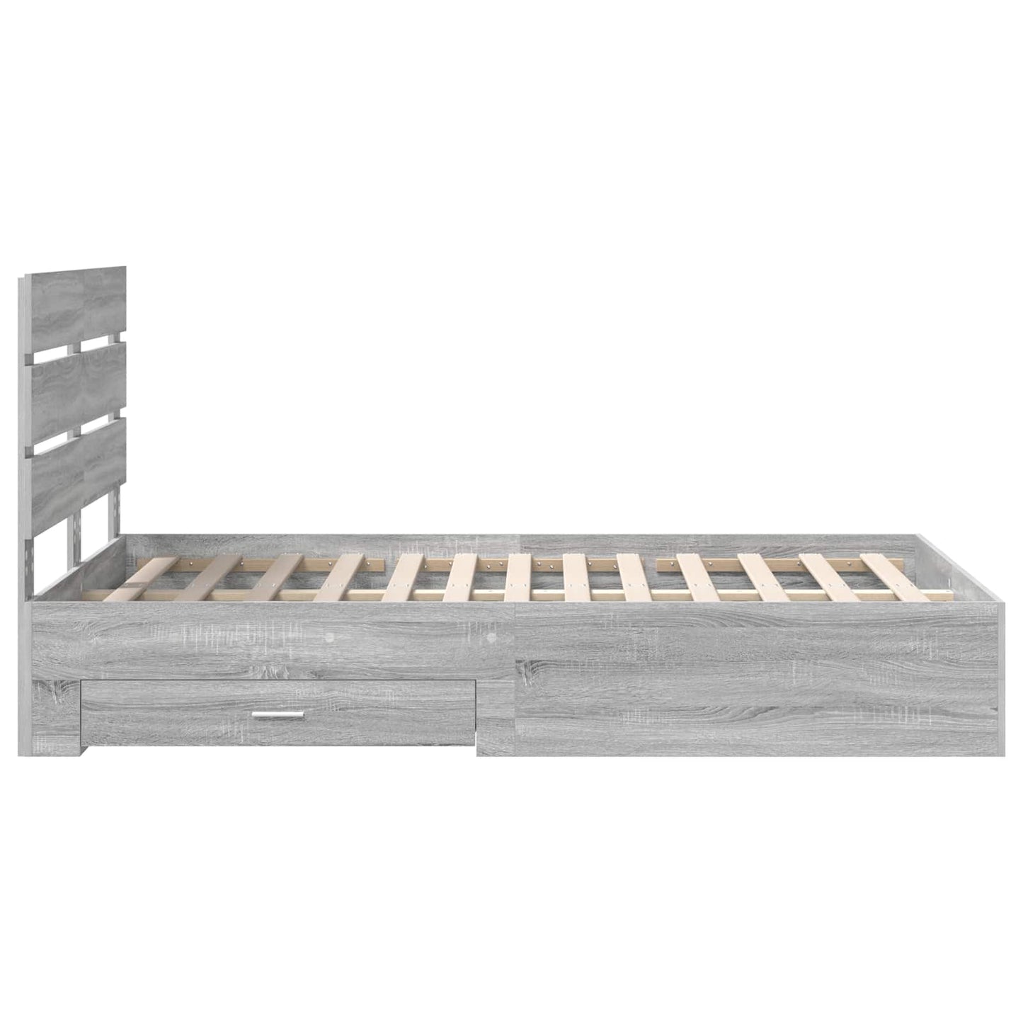 Bed Frame with Drawer Grey Sonoma 135 x 190 cm Engineered Wood