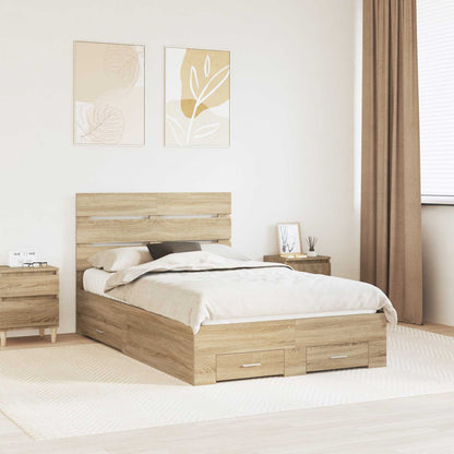 Bed Frame with Drawer Sonoma Oak 120 x 200 cm Engineered Wood