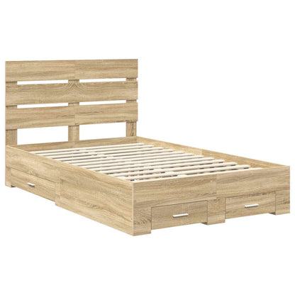 Bed Frame with Drawer Sonoma Oak 120 x 200 cm Engineered Wood