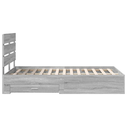 Bed Frame with Drawer Grey Sonoma 120 x 200 cm Engineered Wood