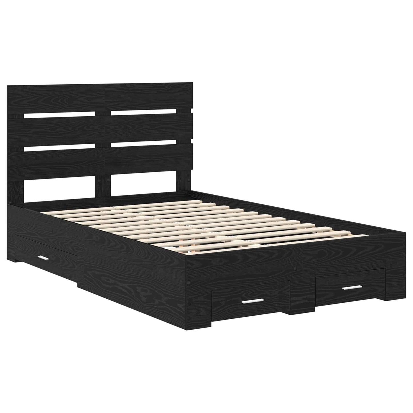 Bed Frame with Drawer Black Oak 120 x 190 cm Engineered Wood