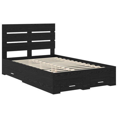Bed Frame with Drawer Black Oak 120 x 190 cm Engineered Wood