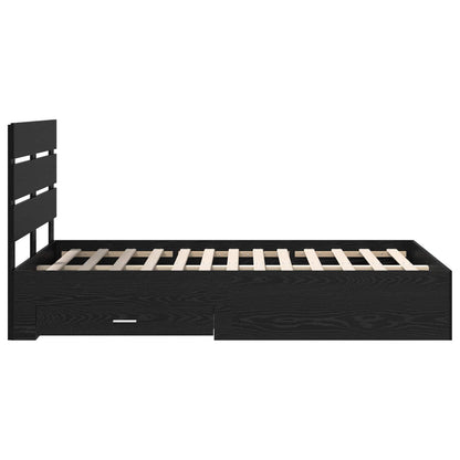 Bed Frame with Drawer Black Oak 120 x 190 cm Engineered Wood