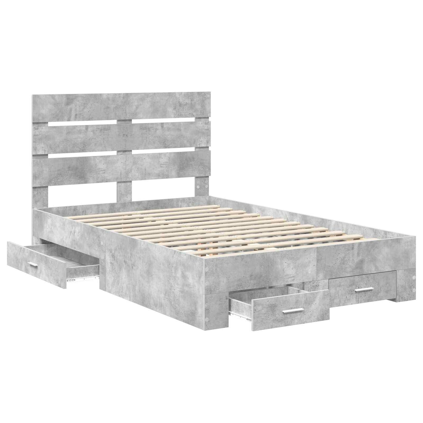 Bed Frame Concrete Grey 120 x 190 cm Engineered Wood