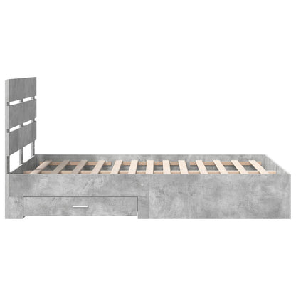 Bed Frame Concrete Grey 120 x 190 cm Engineered Wood