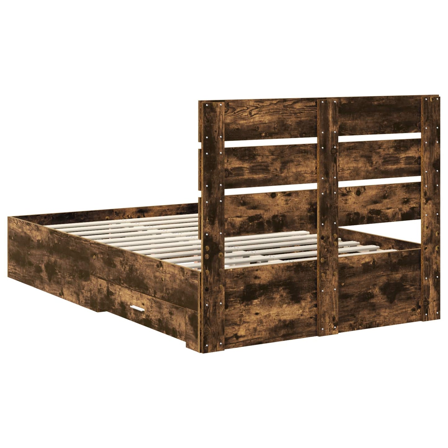 Bed Frame with Drawer Smoked Oak 120 x 190 cm Engineered Wood