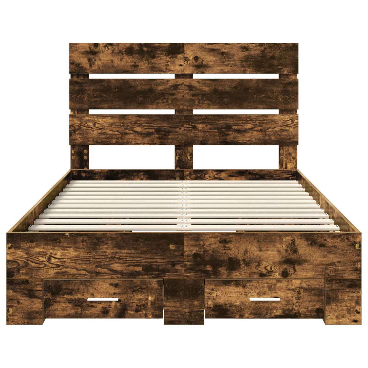 Bed Frame with Drawer Smoked Oak 120 x 190 cm Engineered Wood